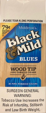 Black And Mild Blues Wood Tip